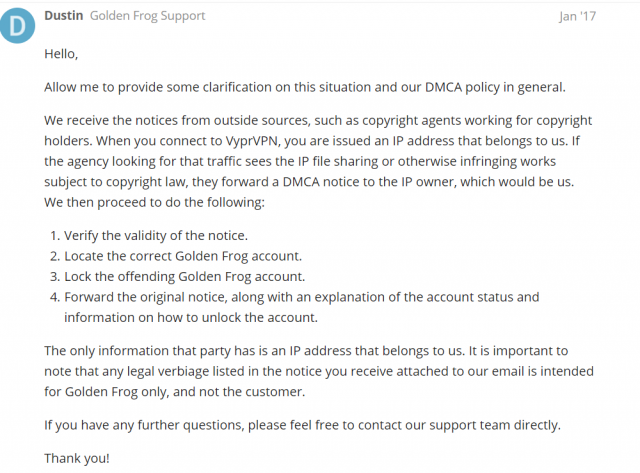 VyprVPN dmca notice