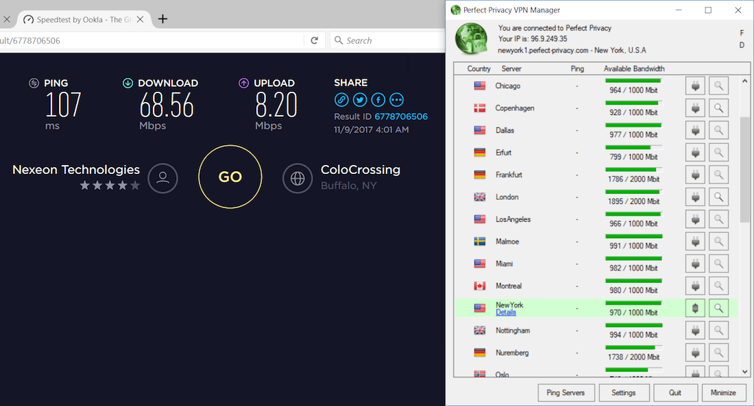perfect privacy review speed test