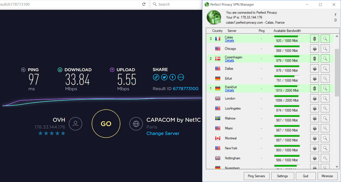 perfect privacy multi hop speed